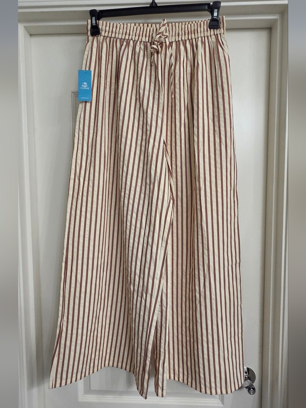 Cranberry Stripe Wide Leg Pants